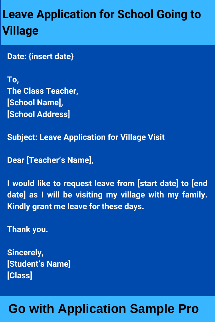 Leave Application for School Going to Village