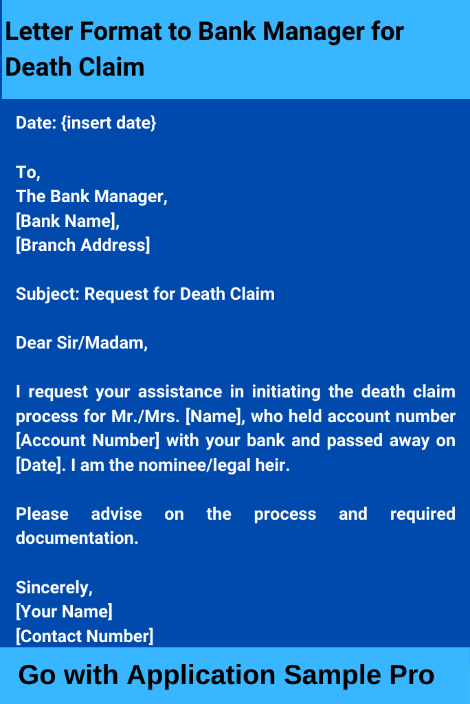 Letter Format to Bank Manager for Death Claim