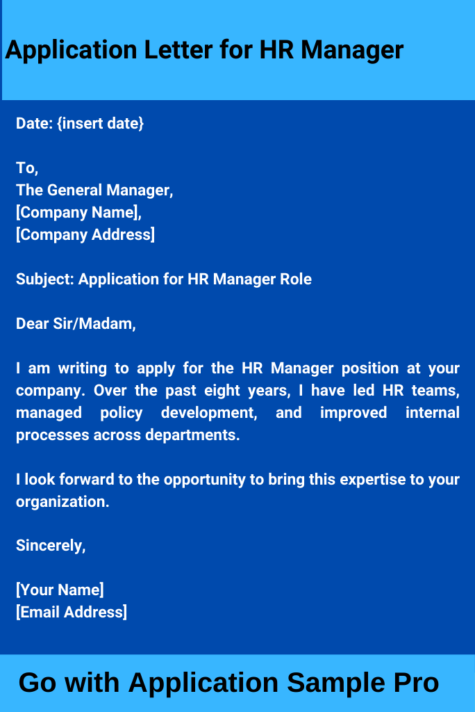 Application Letter for HR Manager