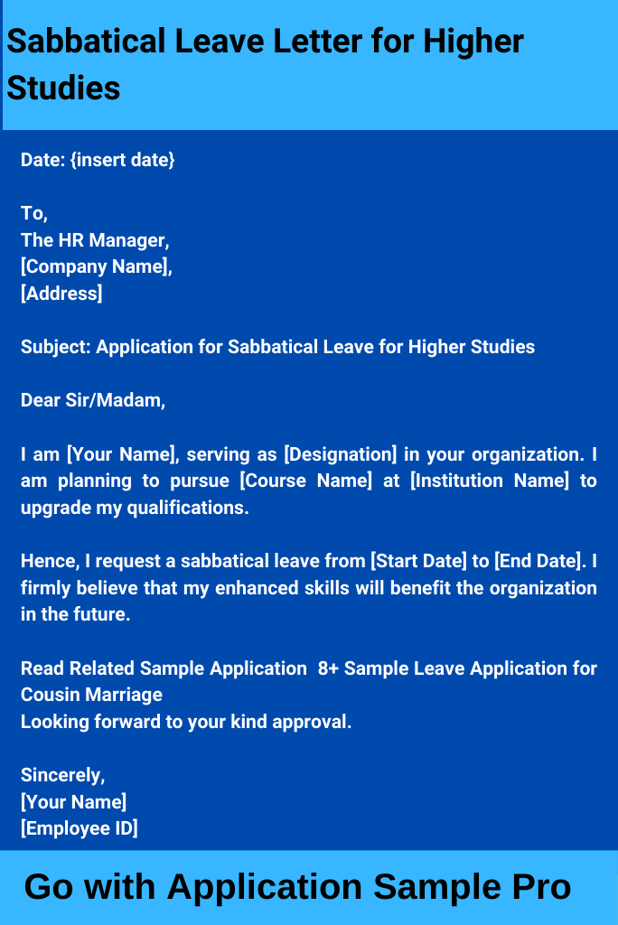 Sabbatical Leave Letter for Higher Studies