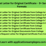 Request Letter for Original Certificate – 9+ Sample Formats