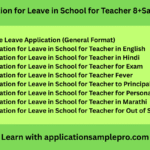 Application for Leave in School for Teacher 8+Samples