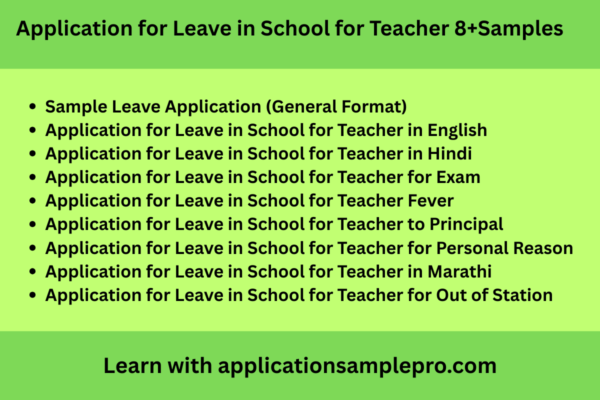 Application for Leave in School for Teacher 8+Samples