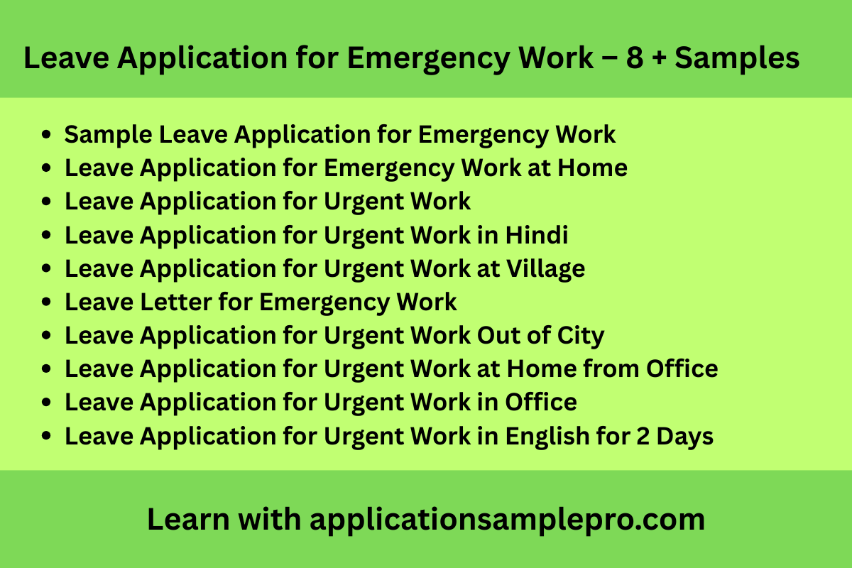 Leave Application for Emergency Work – 8 + Samples