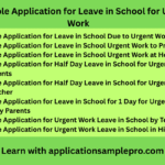 8+ Sample Application for Leave in School for Urgent Work