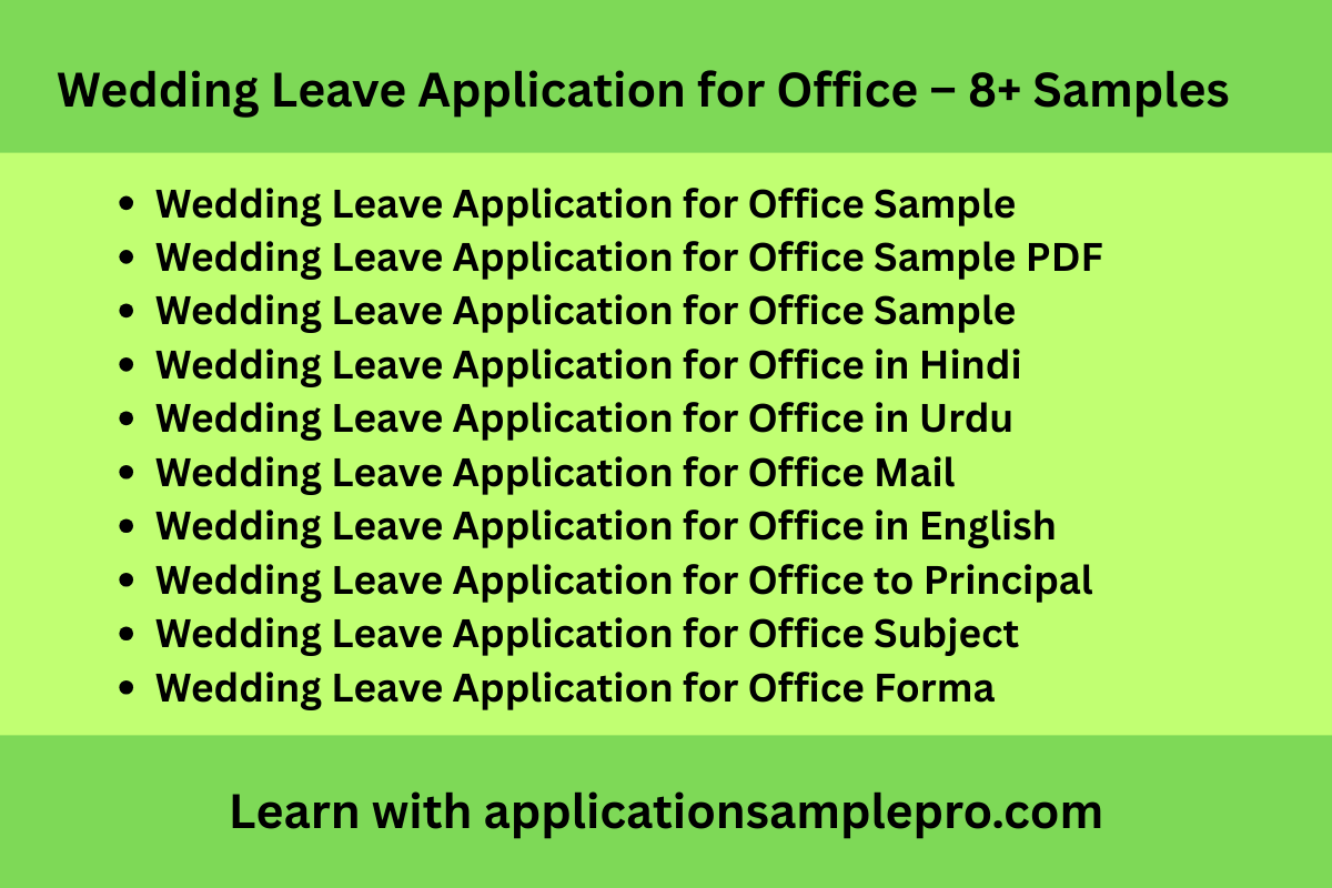 Wedding Leave Application for Office – 8+ Samples