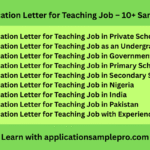 Application Letter for Teaching Job – 10+ Sample