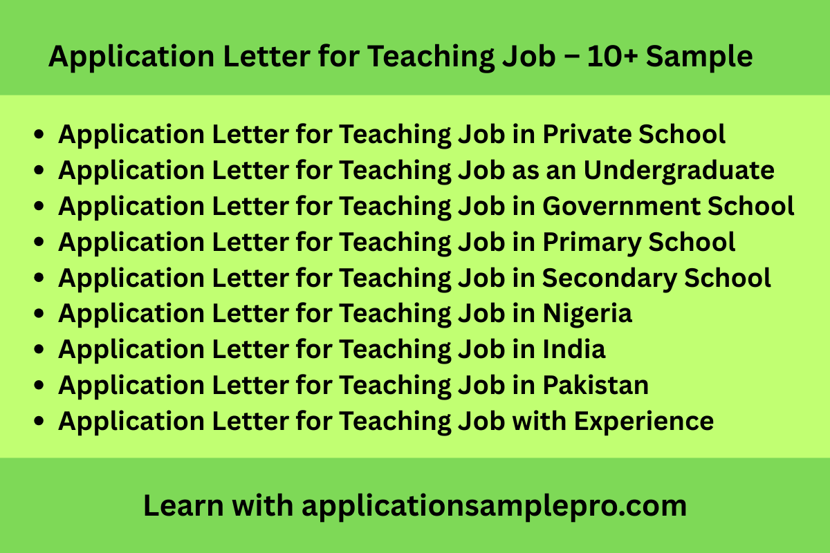 Application Letter for Teaching Job – 10+ Sample