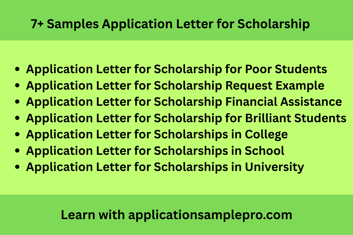 7+ Samples Application Letter for Scholarship