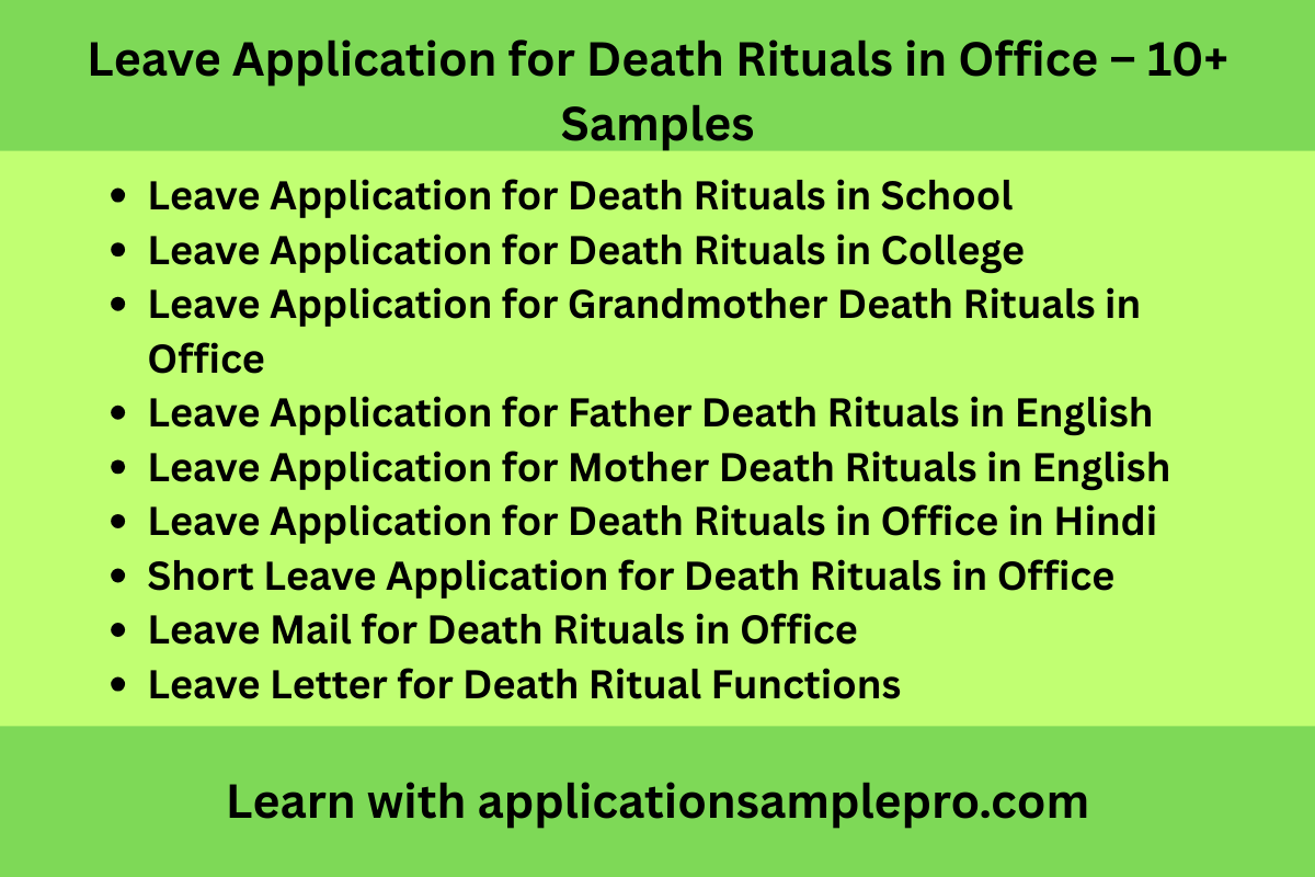 Leave Application for Death Rituals in Office – 10+ Samples