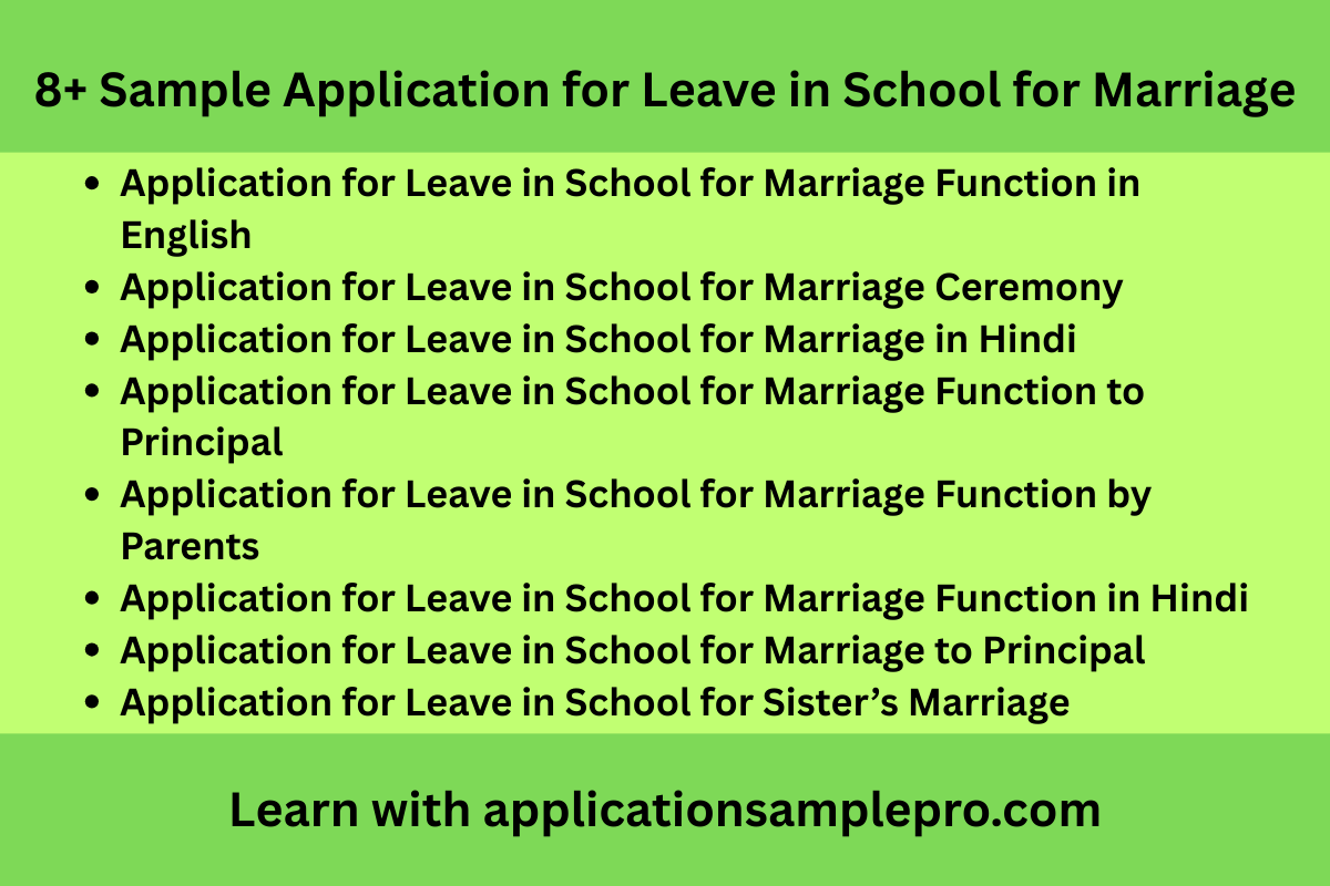 8+ Sample Application for Leave in School for Marriage