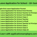 Sick Leave Application for School – 10+ Samples
