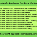 Application for Provisional Certificate 10+ Samples