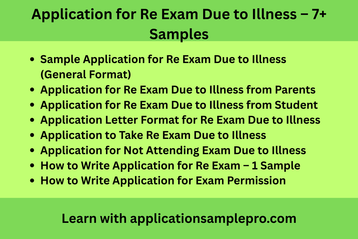 Application for Re Exam Due to Illness – 7+ Samples