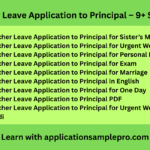 Teacher Leave Application to Principal – 9+ Samples