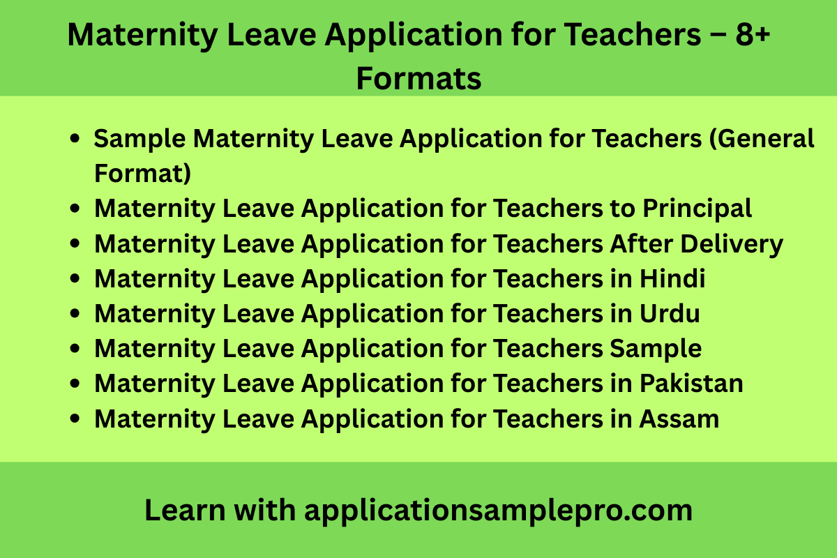 Maternity Leave Application for Teachers – 8+ Formats