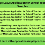 Marriage Leave Application for School Teachers-8 Samples