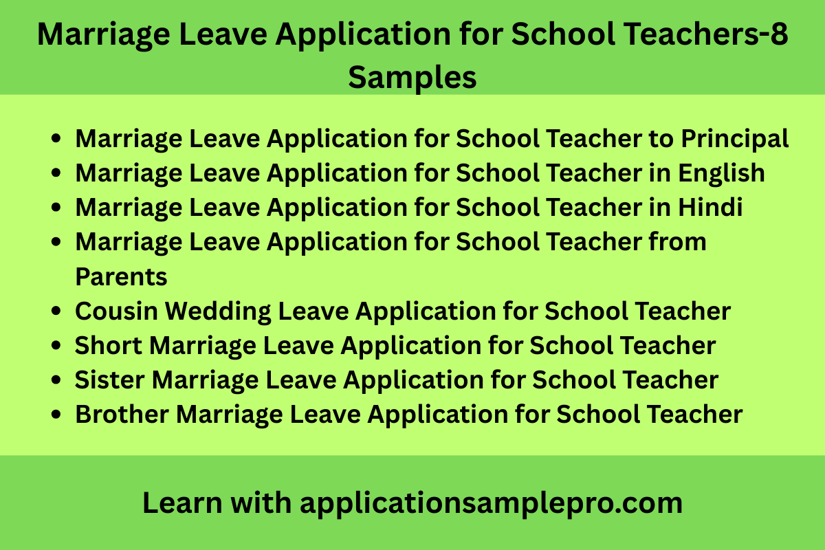 Marriage Leave Application for School Teachers-8 Samples