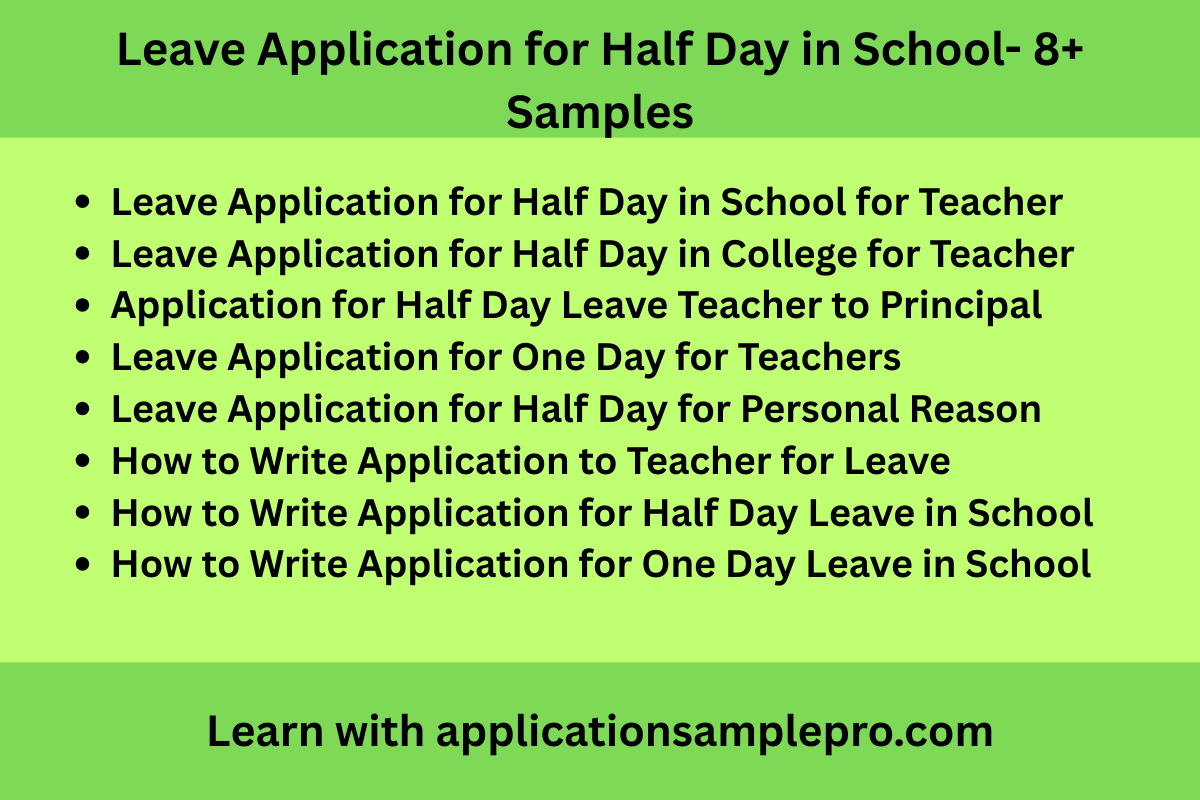 Leave Application for Half Day in School- 8+ Samples