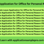 Leave Application for Office for Personal Reason