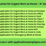 Application for Urgent Work at Home - 9+ Samples