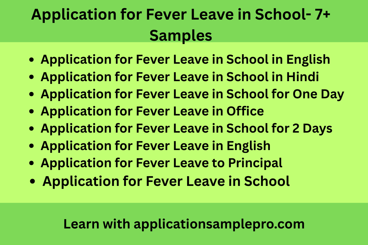 Application for Fever Leave in School- 7+ Samples