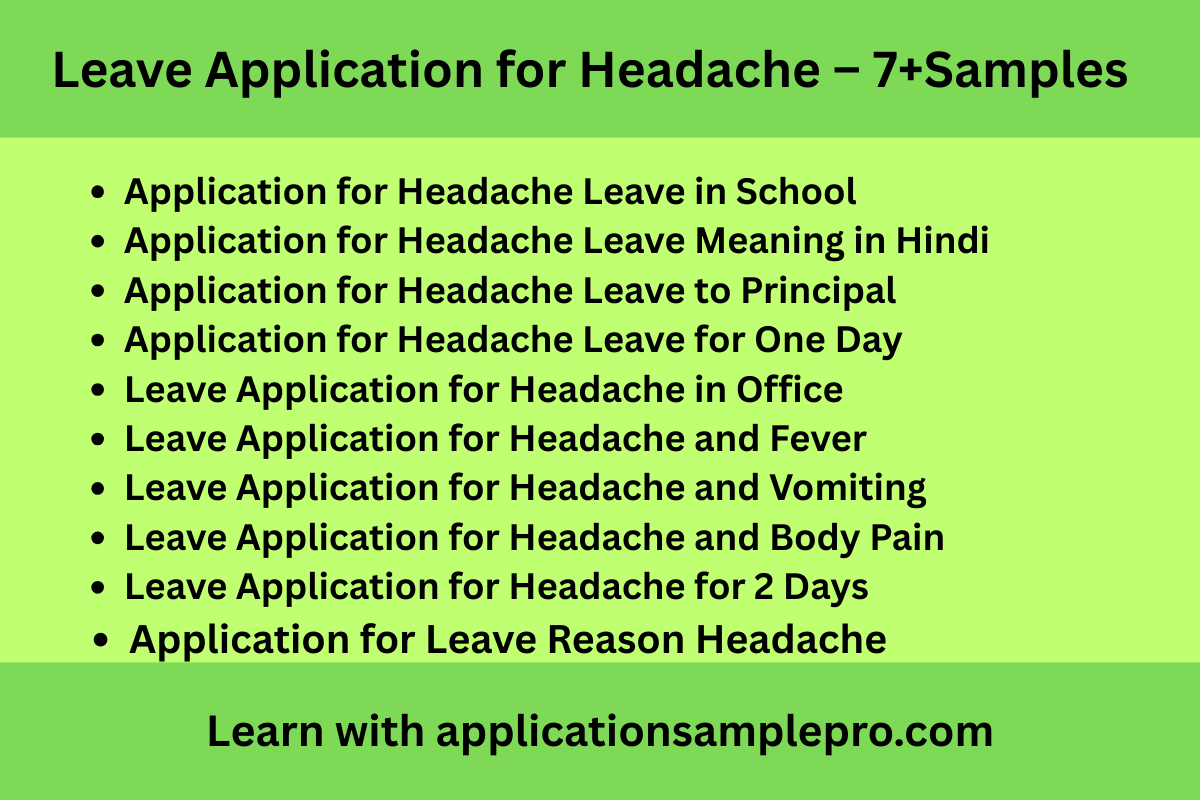 Leave Application for Headache – 7+Samples