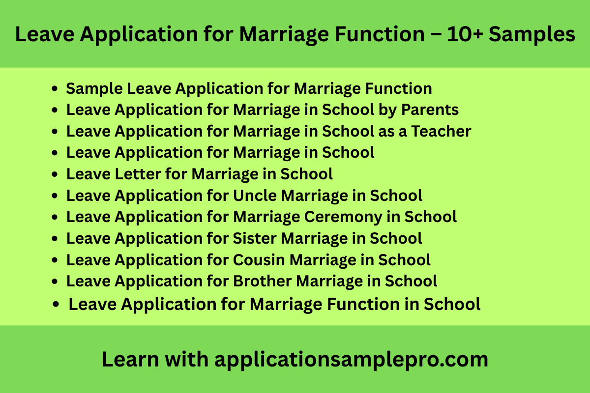 Leave Application for Marriage Function – 10+ Samples