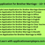 Leave Application for Brother Marriage – 10+ Samples