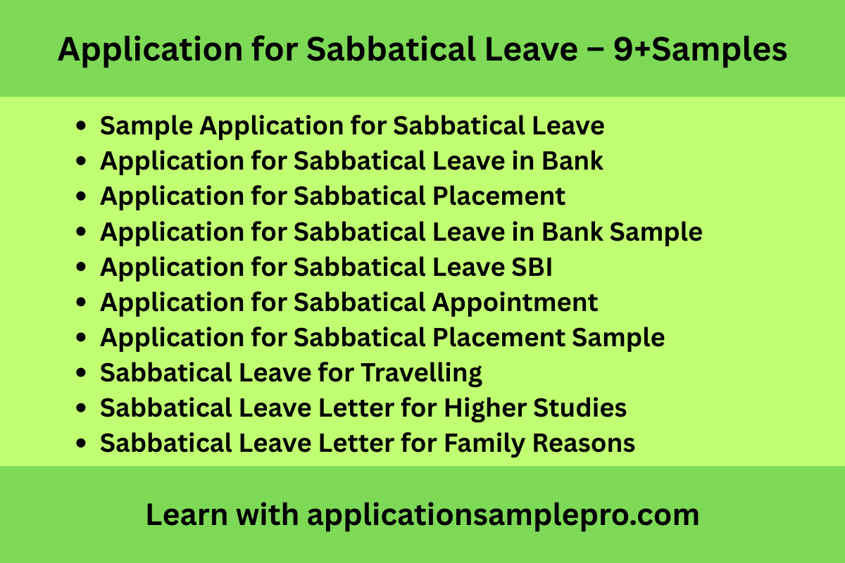Application for Sabbatical Leave – 9+Samples
