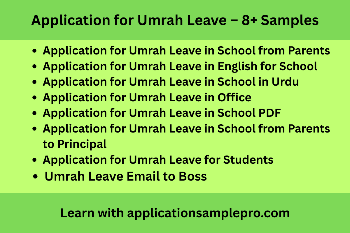 Application for Umrah Leave – 8+ Samples