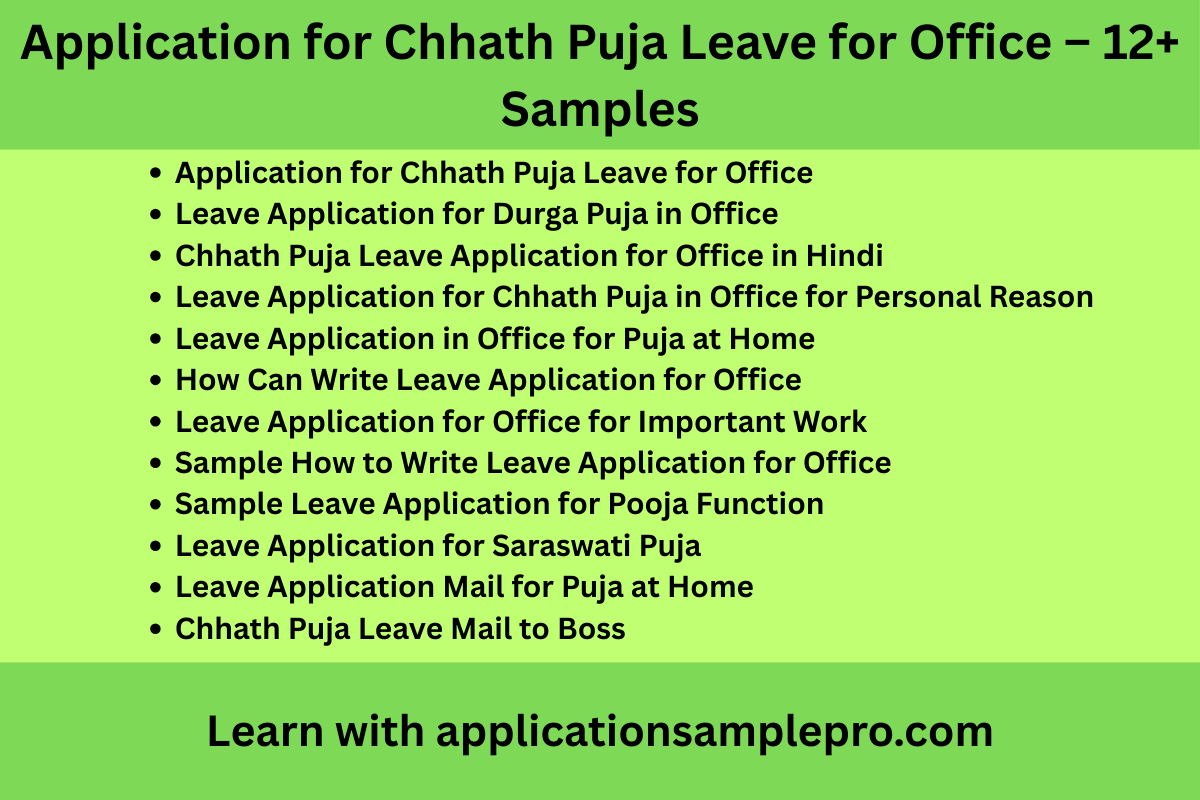 Application for Chhath Puja Leave for Office – 12+ Samples