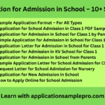 Application for Admission in School – 10+ Samples