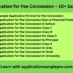 Application for Fee Concession – 10+ Samples