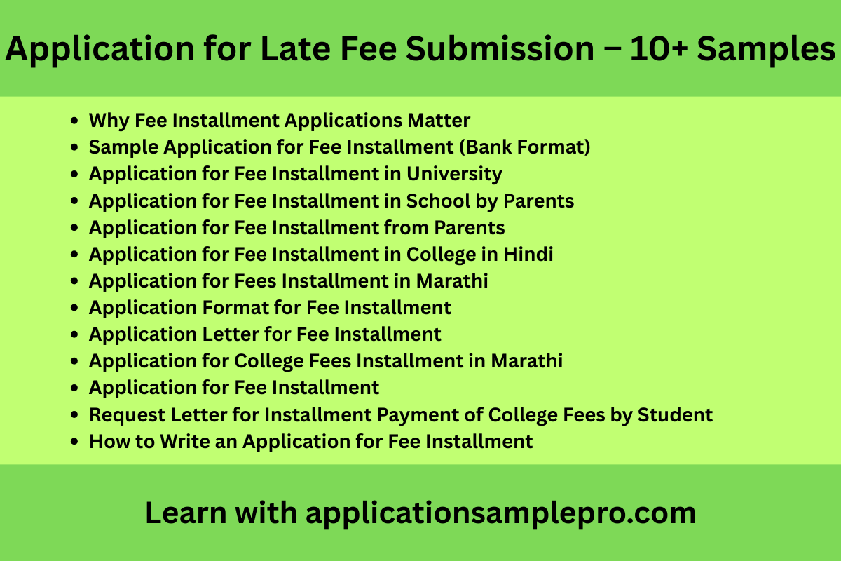 Application for Fee Installment - 10+ Samples