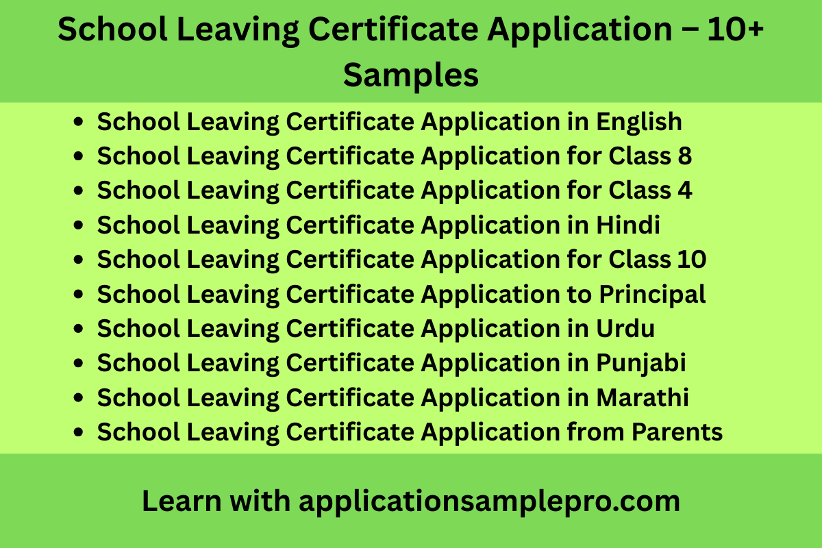 School Leaving Certificate Application – 10+ Samples