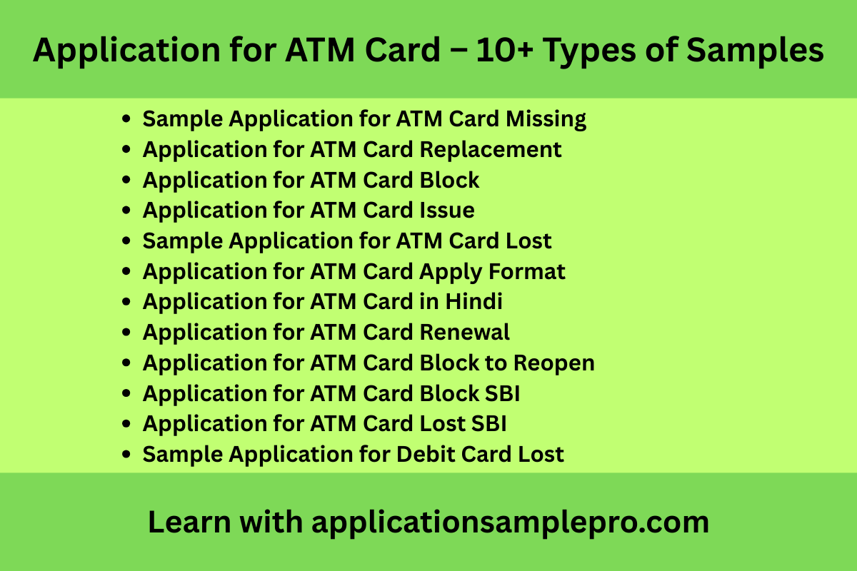 Application for ATM Card – 10+ Types of Samples