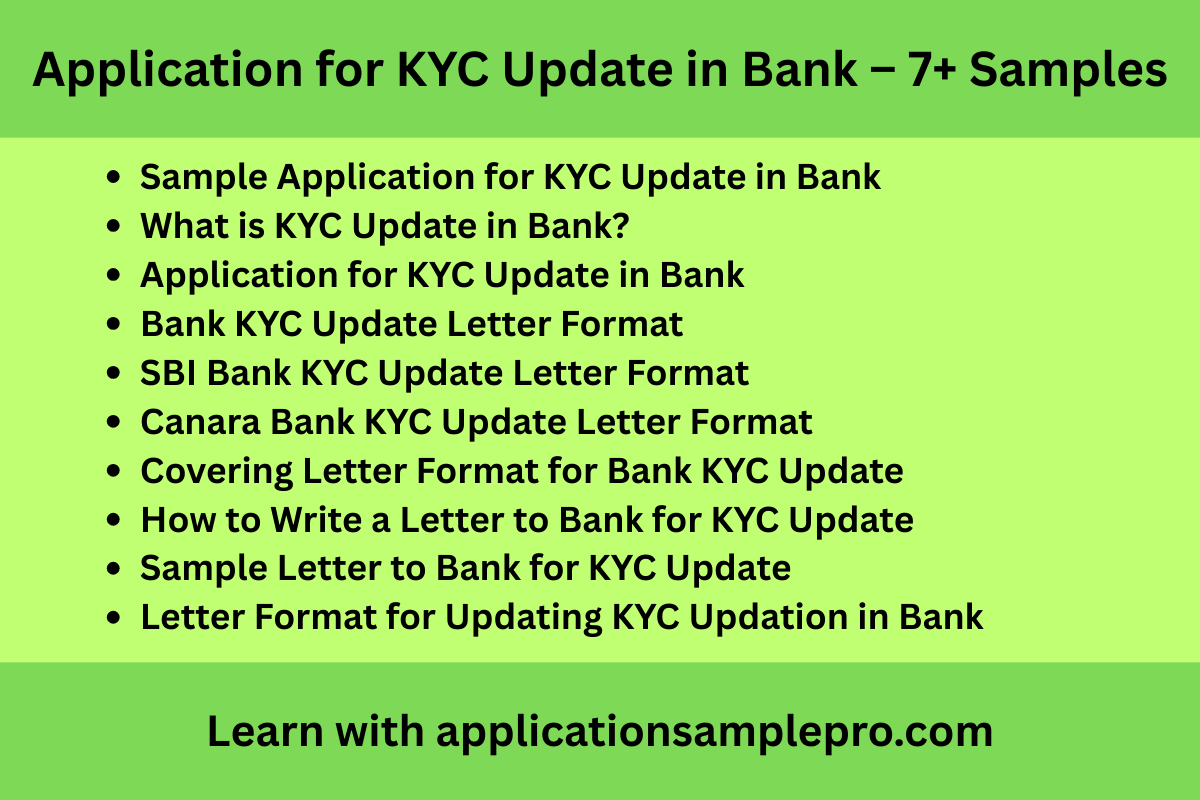 Application for KYC Update in Bank – 7+ Samples