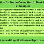 Application for Name Correction in Bank Account – 7+ Samples
