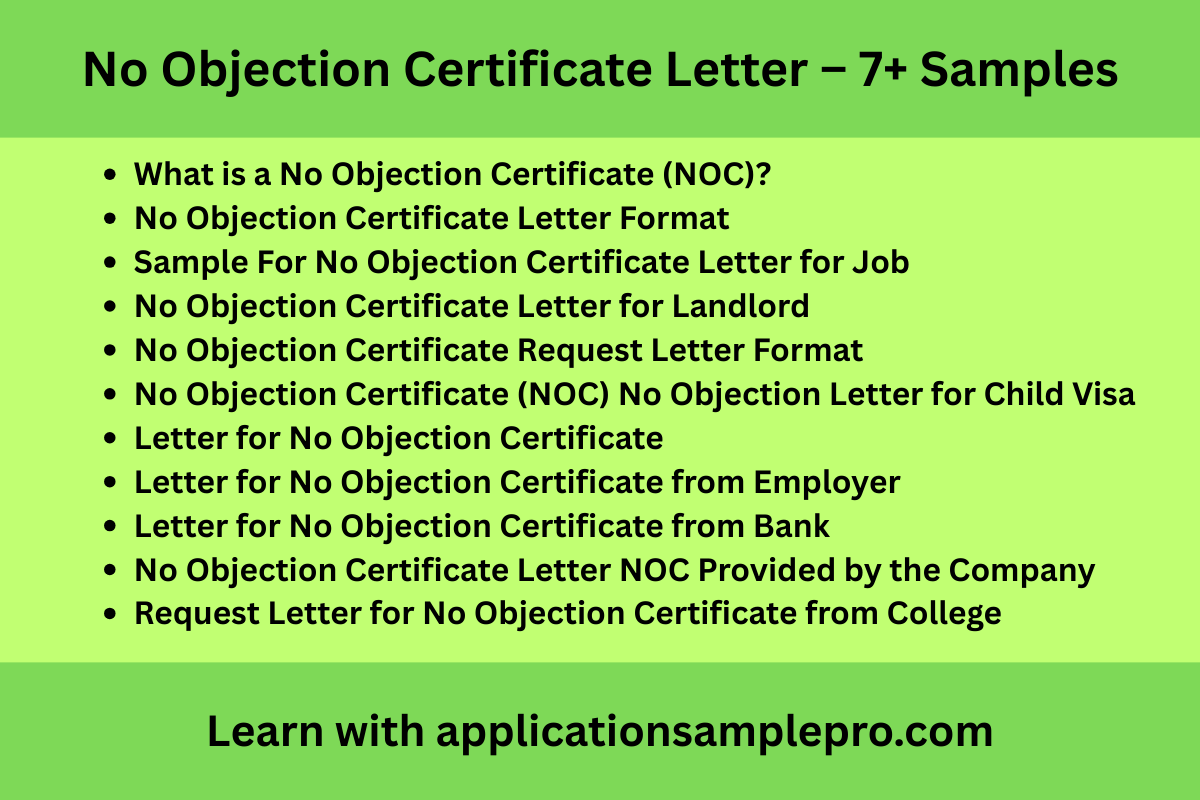 No Objection Certificate Letter – 7+ Samples