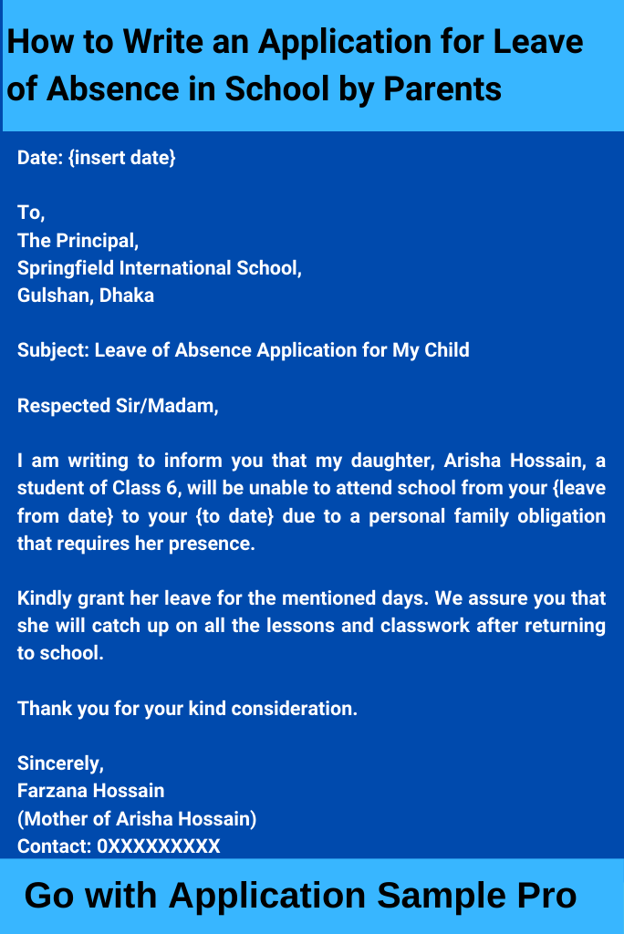 How to Write an Application for Leave of Absence in School by Parents