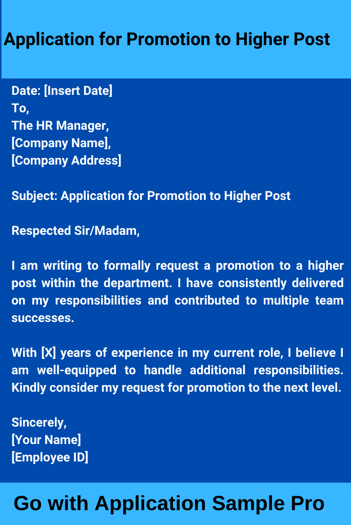 Application for Promotion to Higher Post