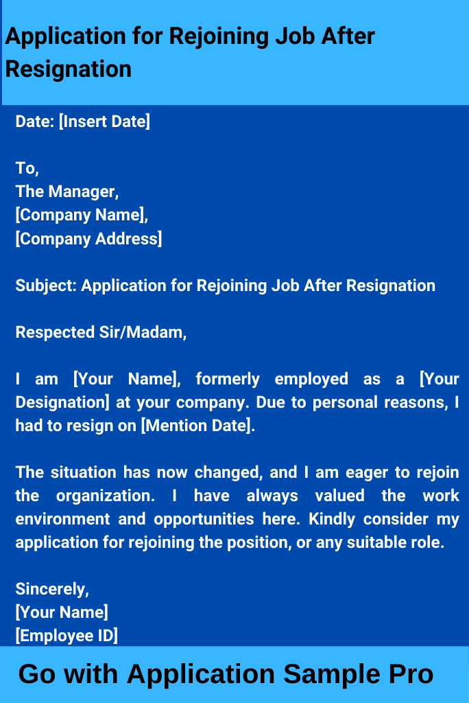 Application for Rejoining Job After Resignation