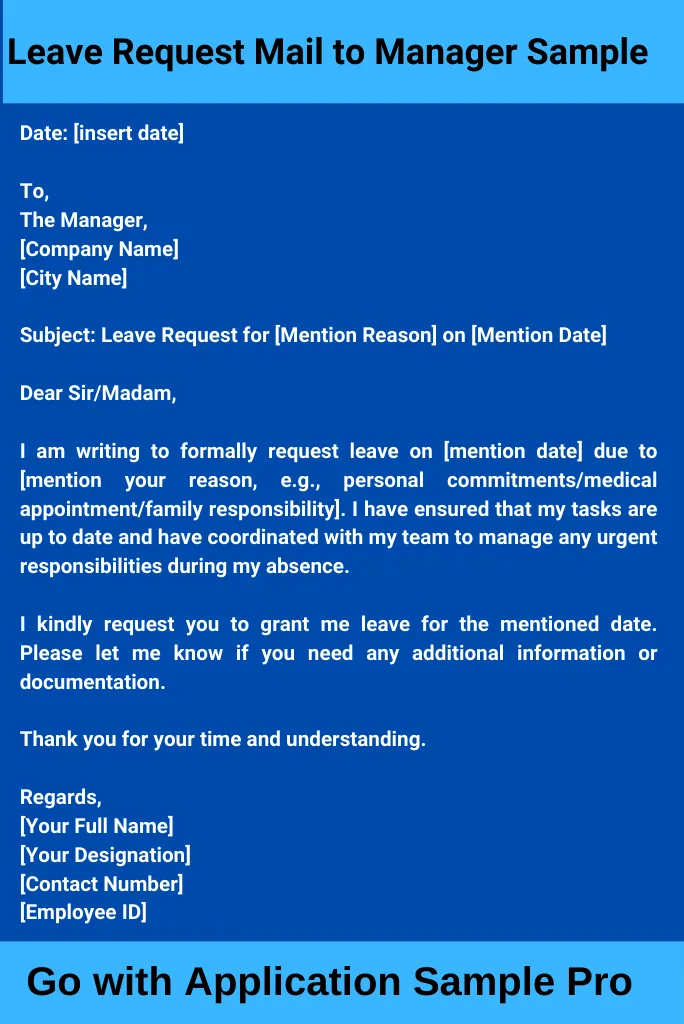 Leave Request Mail to Manager Sample