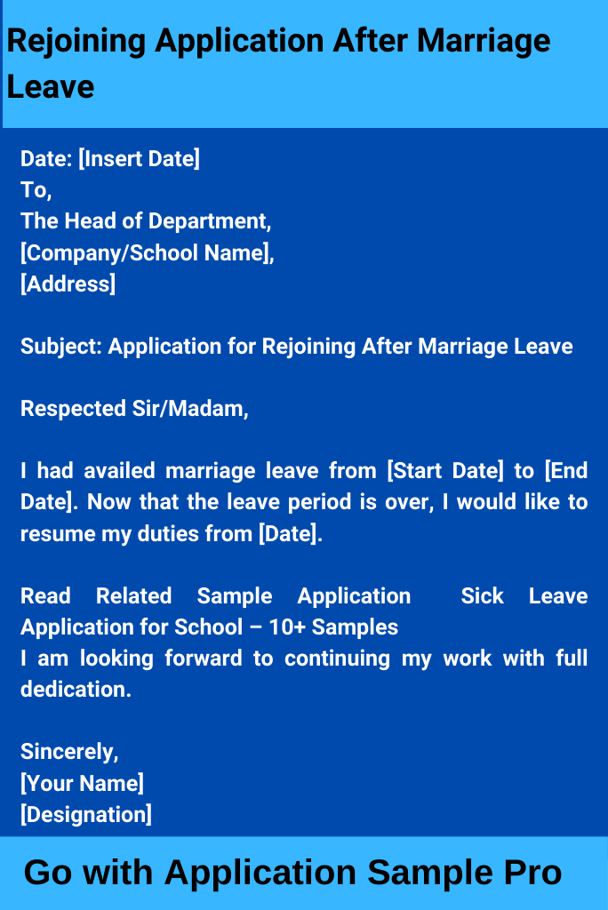 Rejoining Application After Marriage Leave