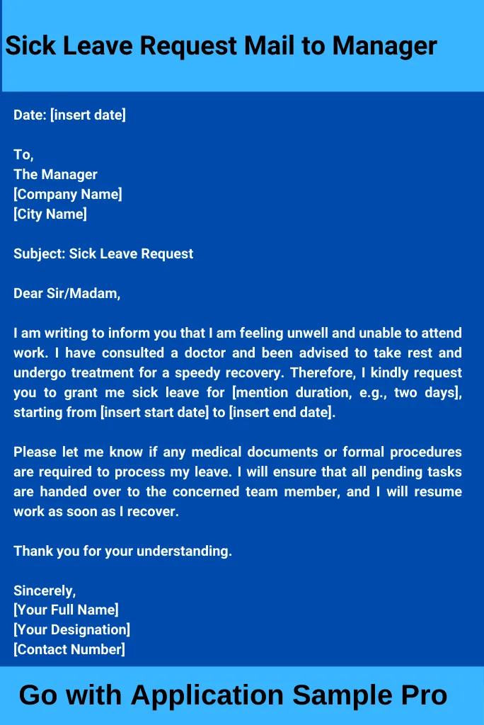 Sick Leave Request Mail to Manager