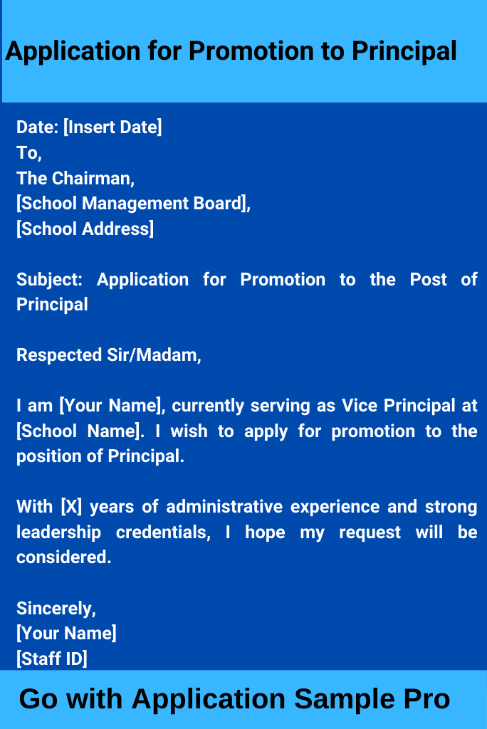 Application for Promotion to Principal