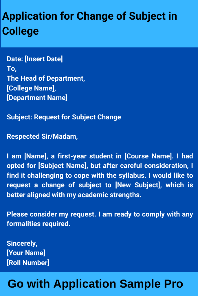 Application for Change of Subject in College