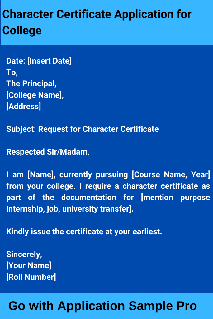 Character Certificate Application for College