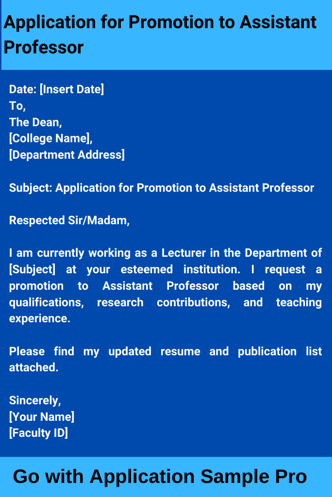 Application for Promotion to Assistant Professor